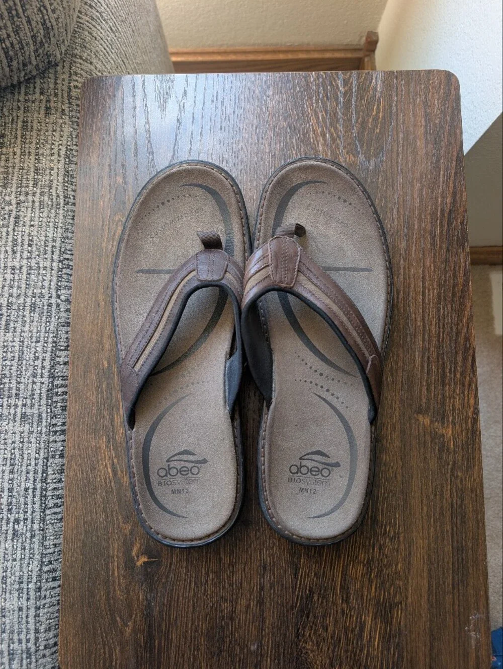 ABEO Baird Brown Leather Straps Arch Support Thong Sandals